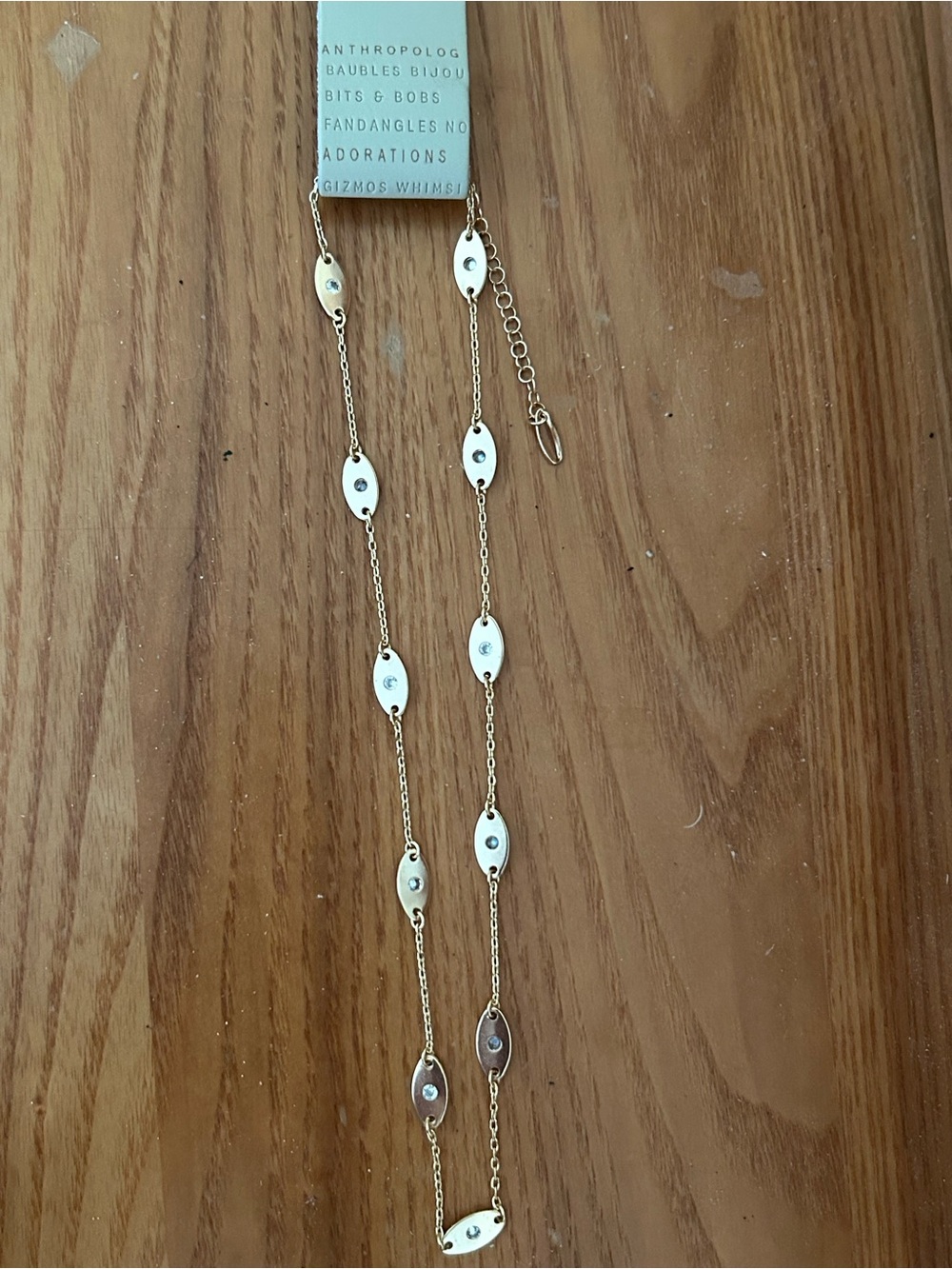 Anthropologie Gold-Tone Oval Station Necklace - Gold
